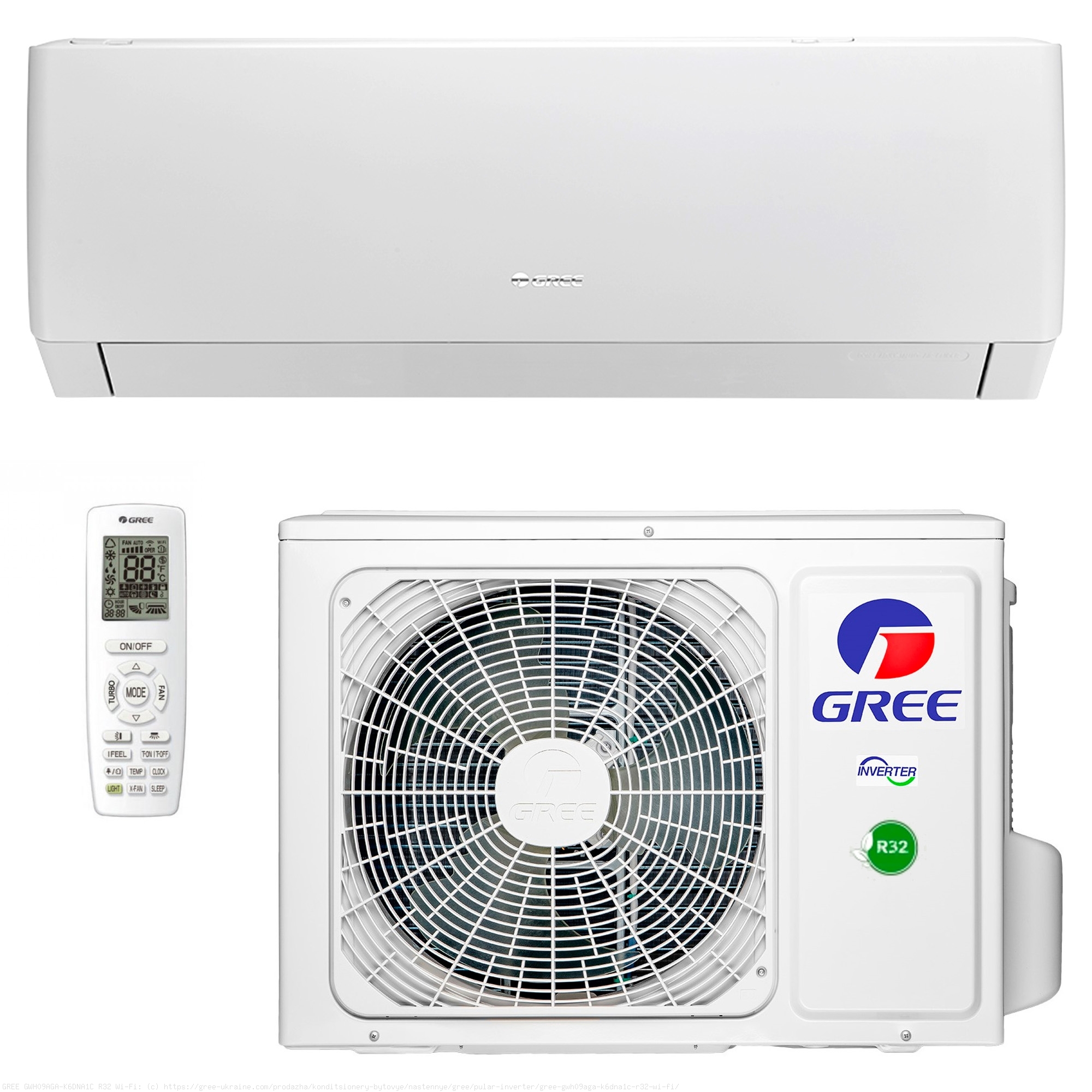 Настінний кондиціонер Gree серії Pular  GWH(07)AGA-K6DNA1A/I INVERTER + Wi-Fi